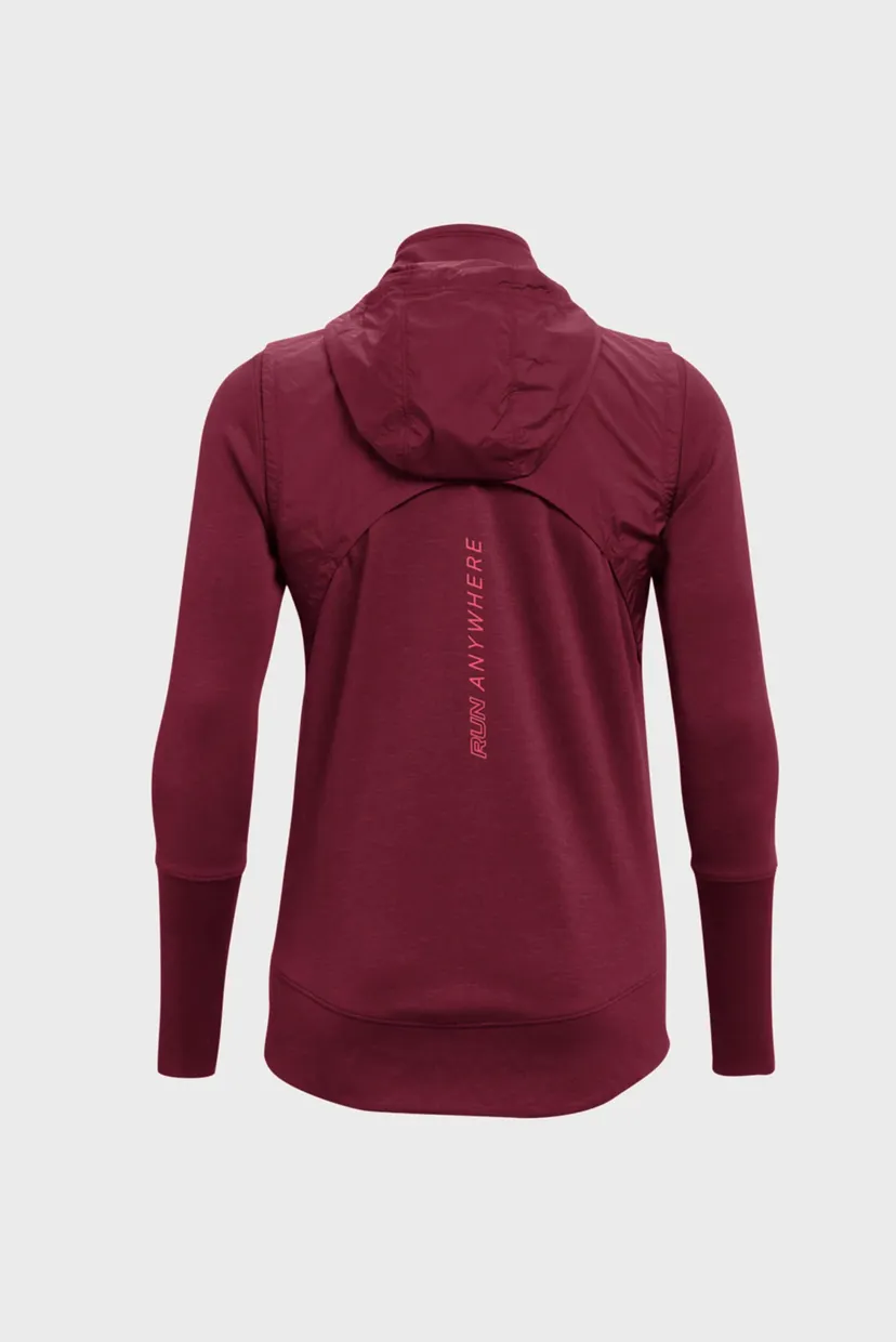 Женское бордовое худи UA Run Anywhere Hybrid Jkt 5