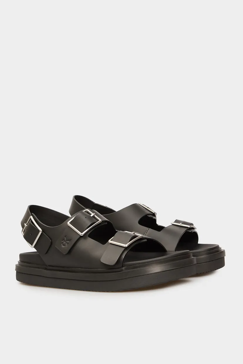 Женские черные кожаные сандалии FLAT MOLDED 3