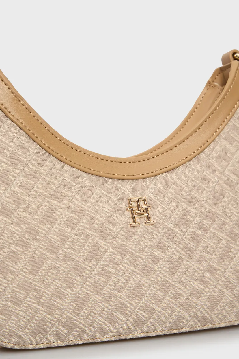 Женская бежевая сумка с узором TH JACQUARD SHOULDER BAG 6