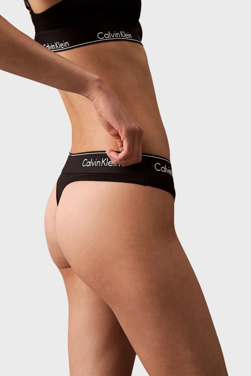 Женские черные трусики THONG 3