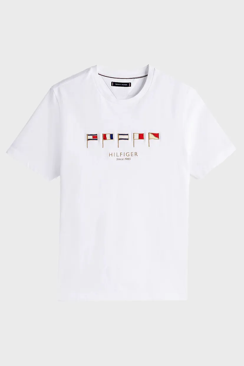 Мужская белая футболка HILFIGER MULTI FLAGS 5