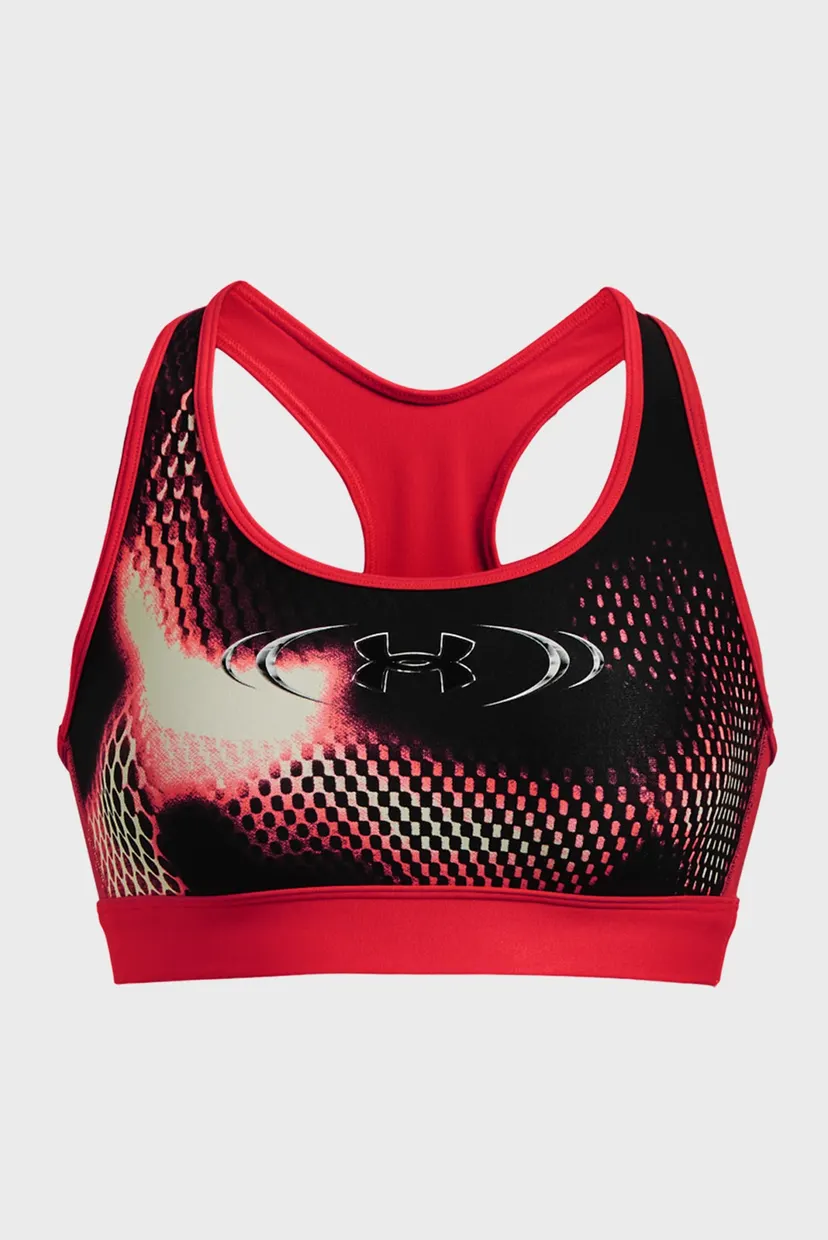 Женский спортивный топ с узором UA HG Armour Mid Padless-RED 7