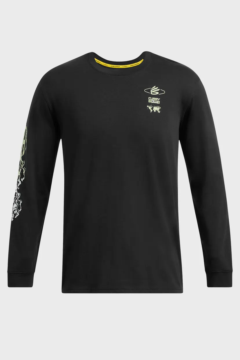 Мужской черный лонгслив Curry HW Verbiage LS Tee 3