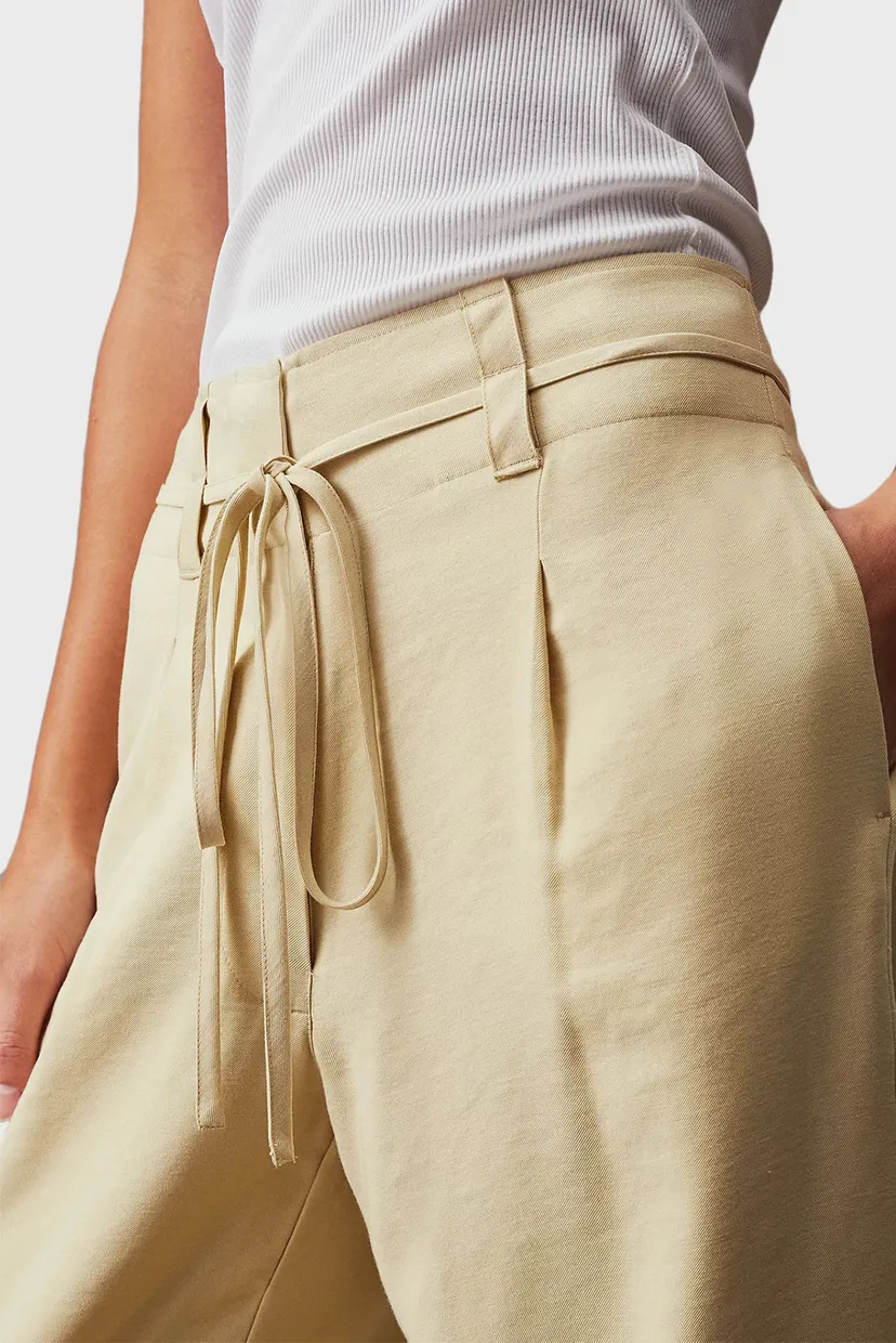 Женские бежевые брюки WAIST TIES TAPERED TWILL 4