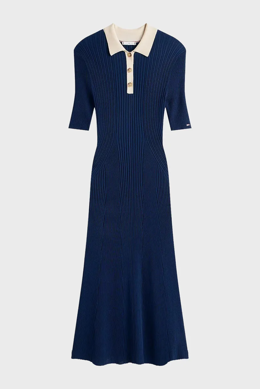 Платье/MIXED RIB CONTRAST POLO DRESS 5