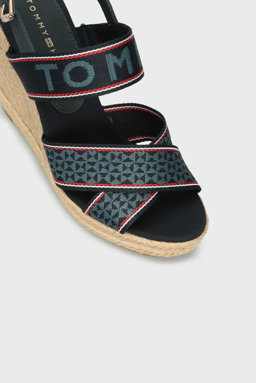 Женские синие босоножки TOMMY WEBBING HIGH WEDGE 4