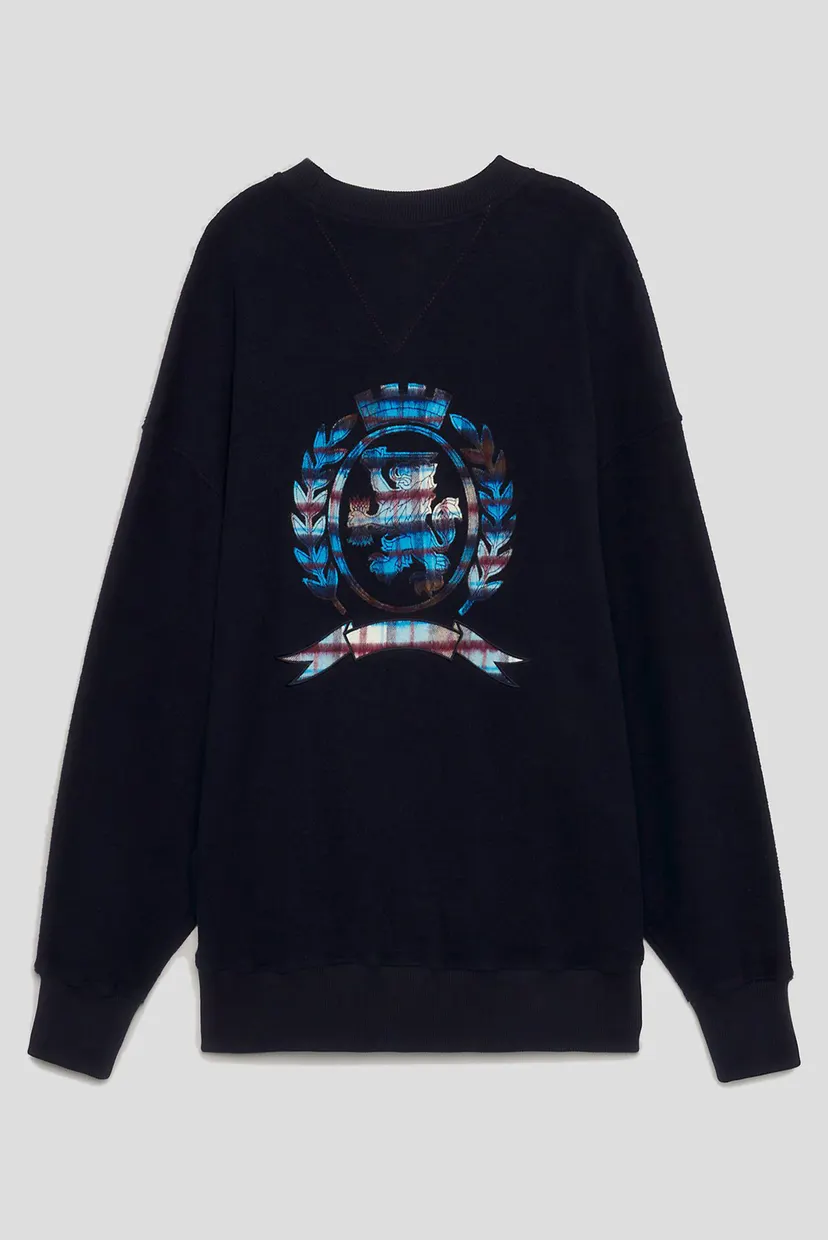 Мужской темно-синий свитшот THC TARTAN OVERSIZED CNECK 8