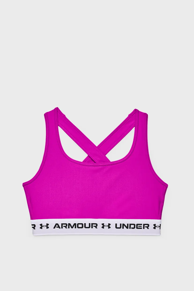 Женский розовый топ UA Crossback Mid Bra 3