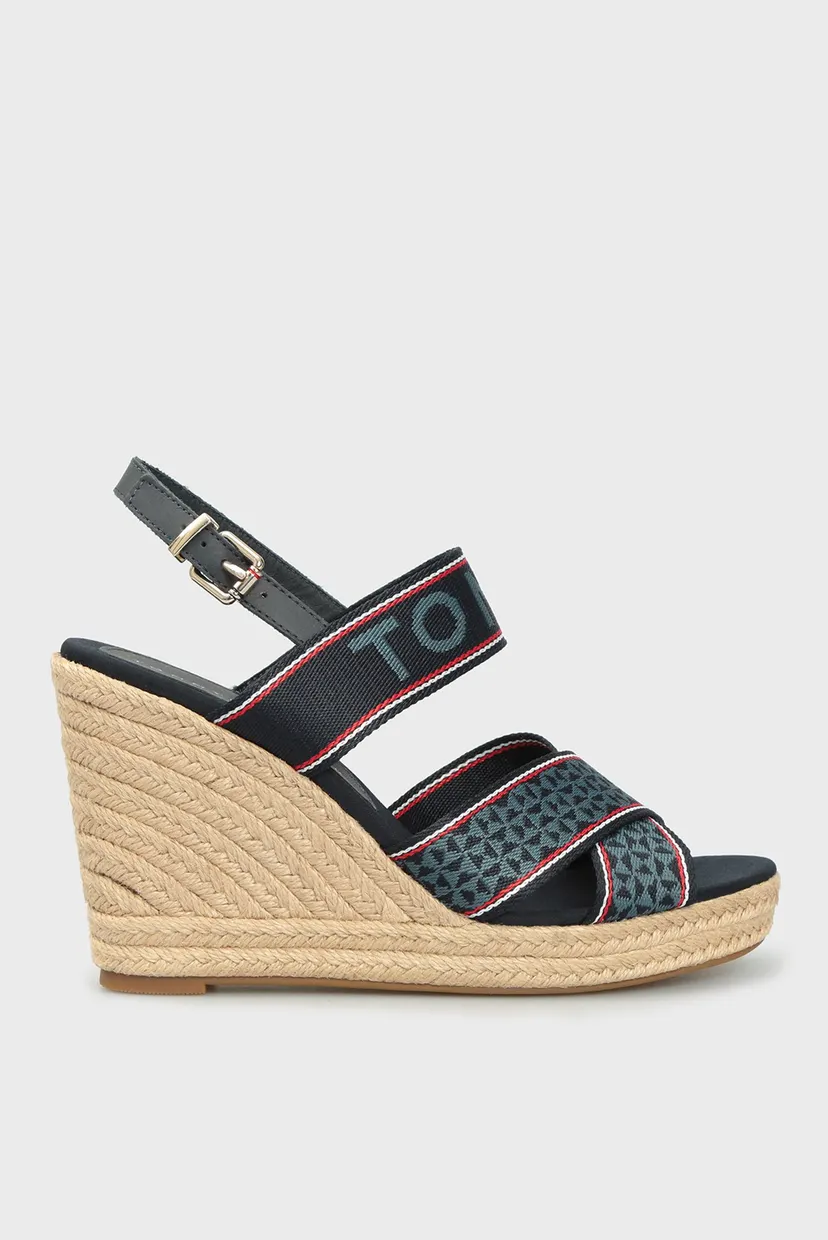 Женские синие босоножки TOMMY WEBBING HIGH WEDGE 7