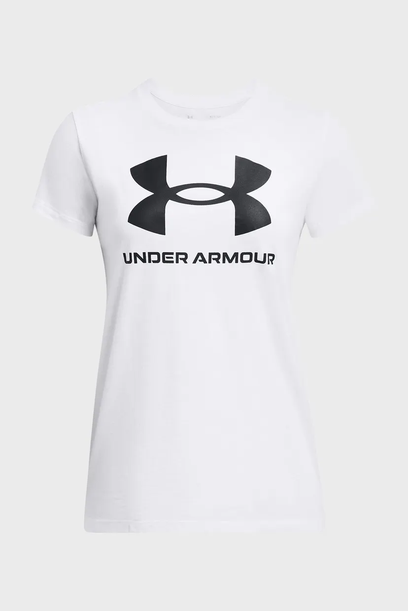 Женская белая футболка UA W SPORTSTYLE LOGO SS 3