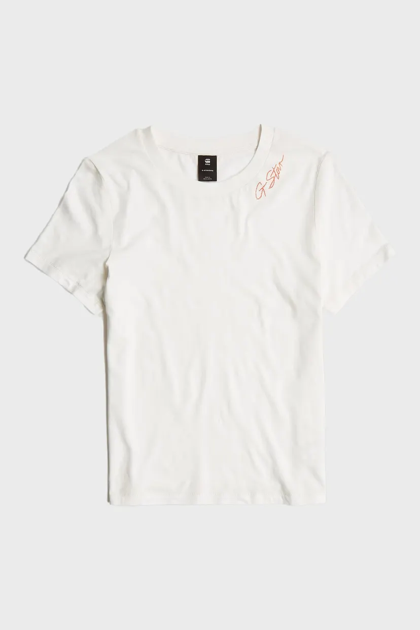 Женская белая футболка Faux embro logo r t wmn 5