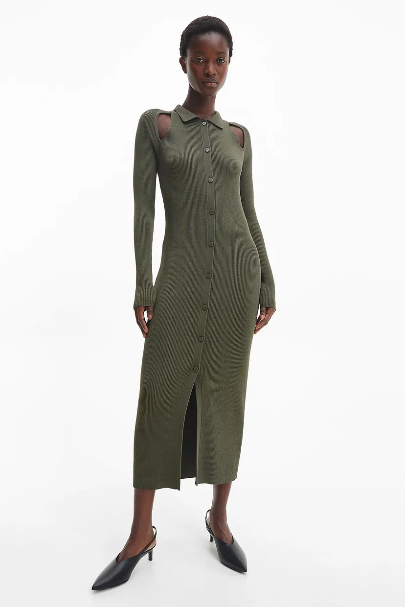 Женское зеленое платье ICONIC RIB SHIRT 6