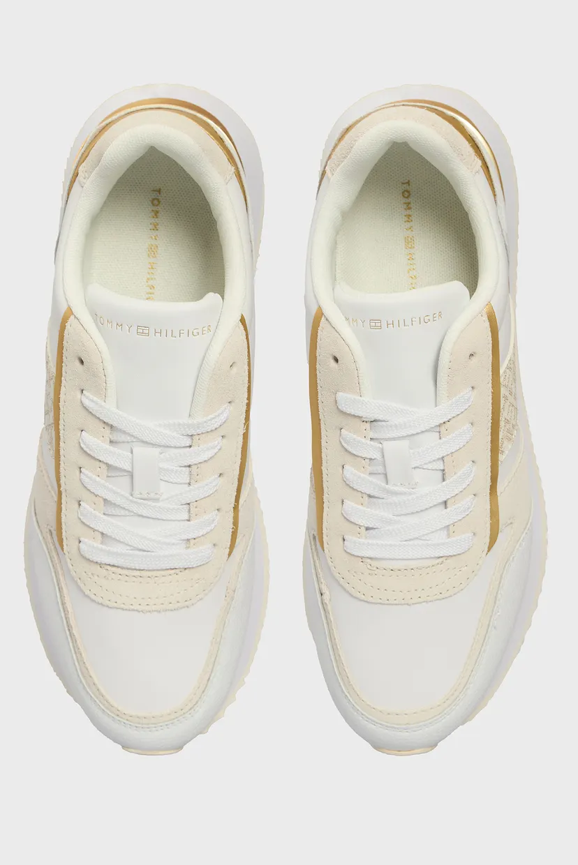 Женские белые кожаные кроссовки LUX MONOGRAM RUNNER 4