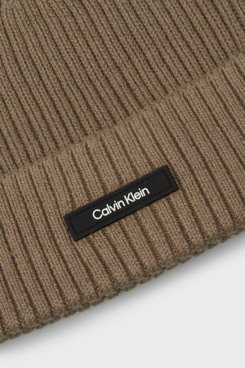 Мужская коричневая шапка CLASSIC COTTON RIB BEANIE 3
