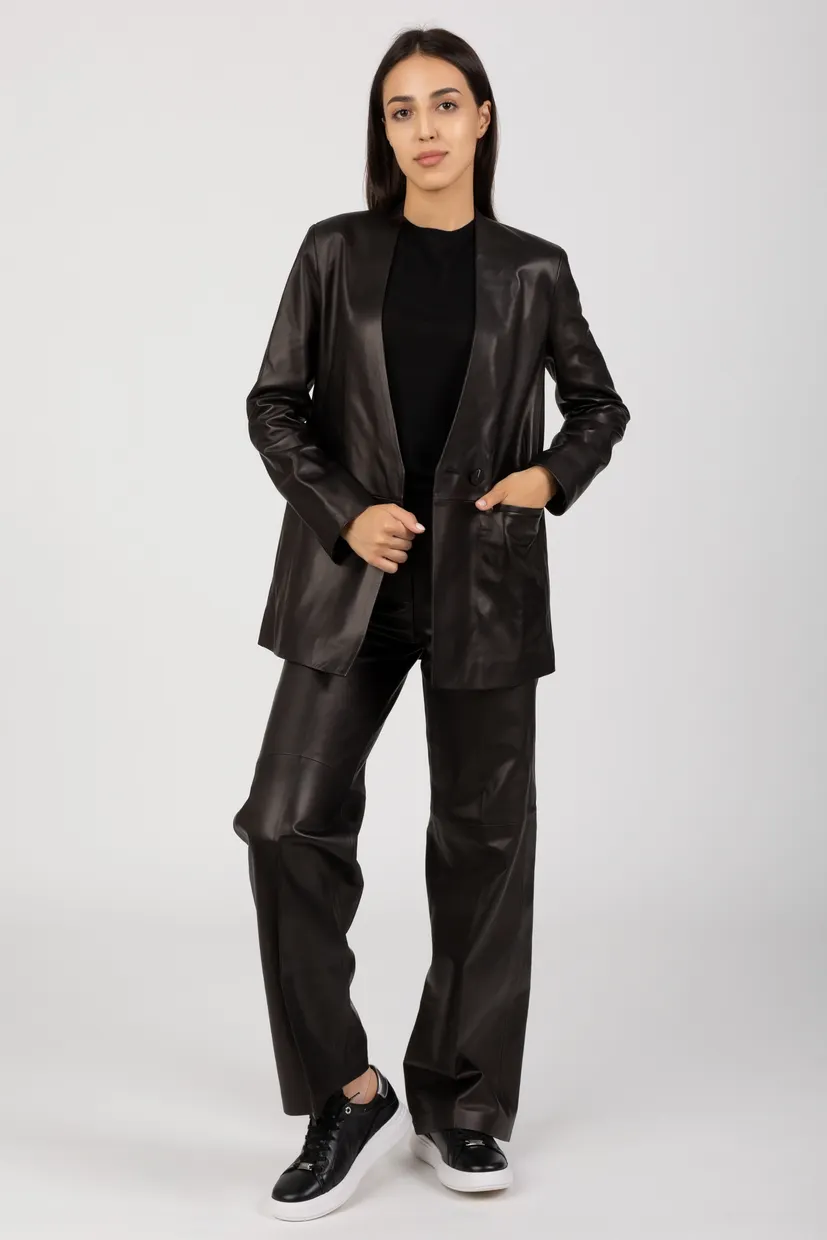 Пиджак LEATHER V NECK BLAZER 5
