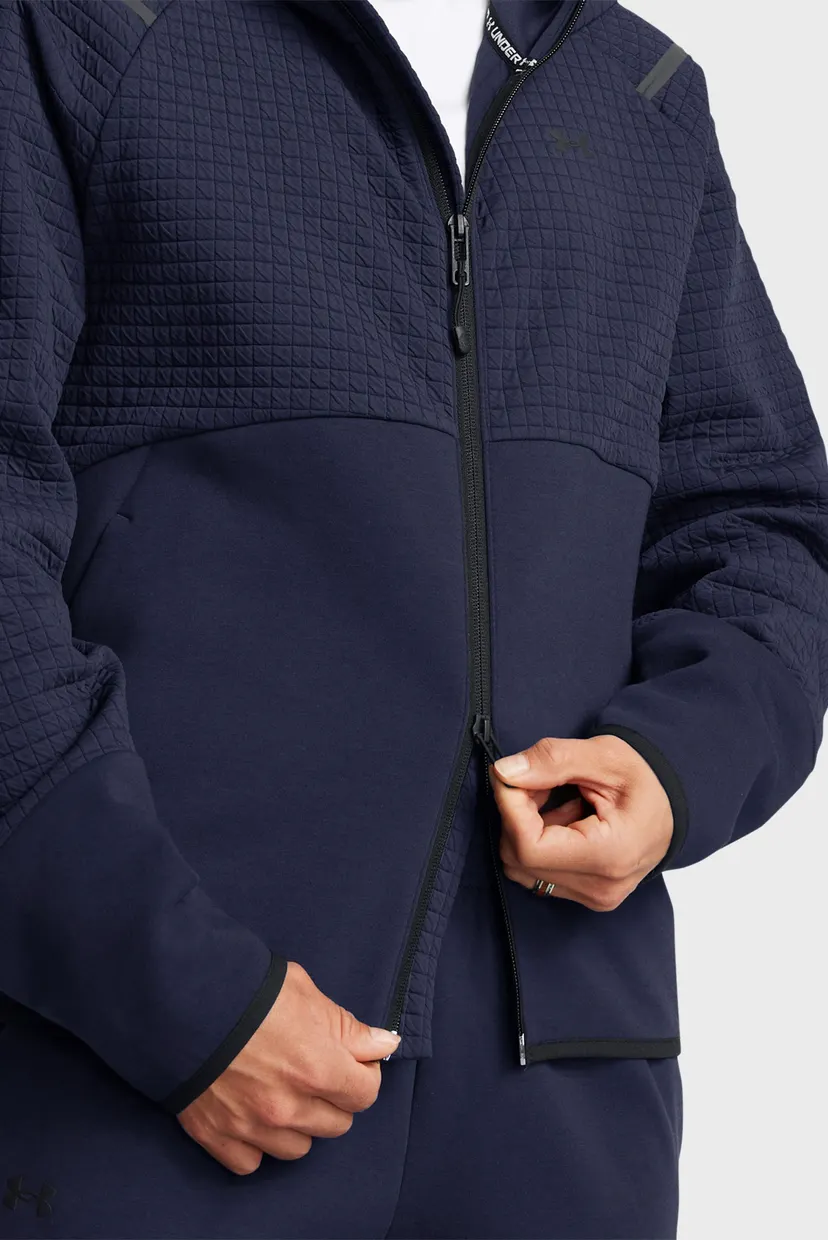 Женское темно-синее худи UNSTOPPABLE FLC TXT FZ 4