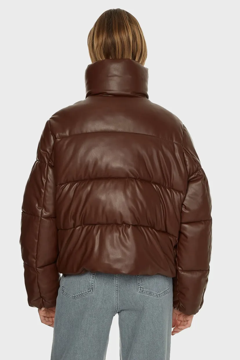 Женская коричневая куртка PU PADDED PUFFER JACKET 6