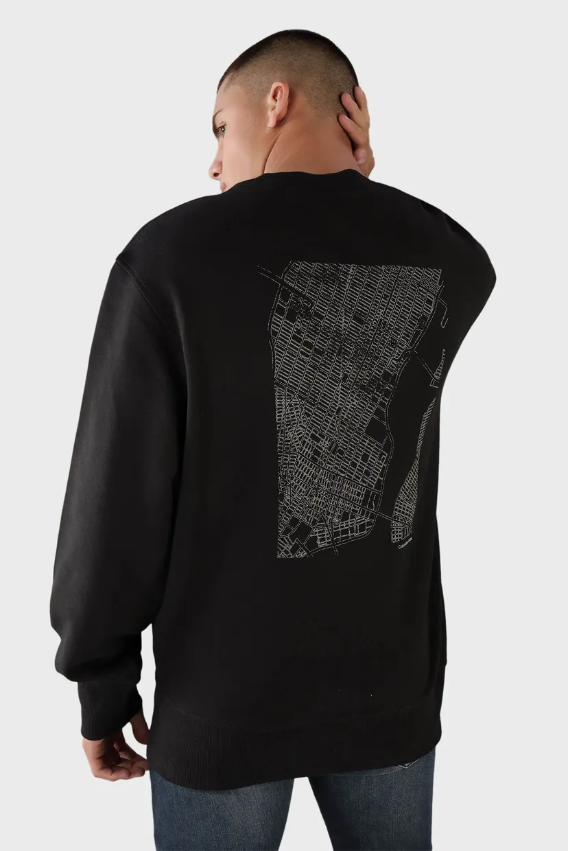 Мужской черный свитшот CITY GRID MAP CREW NECK 4