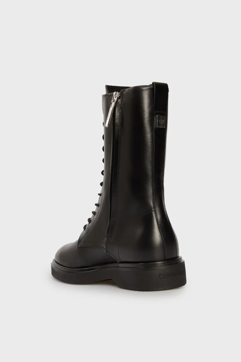 Женские черные кожаные ботинки FLAT MID LACE UP BOOT 5