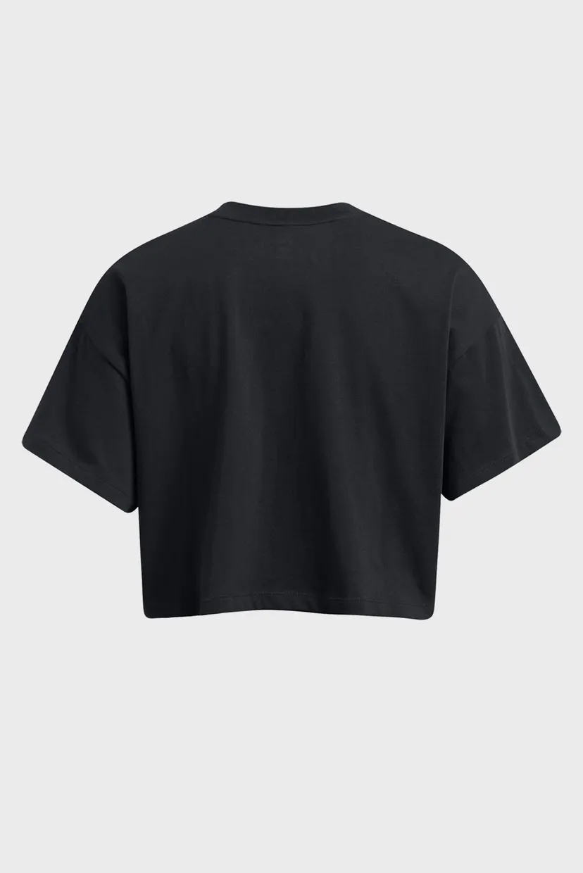 Женская черная футболка UA W VARSITY MIX HW SS CROP 4