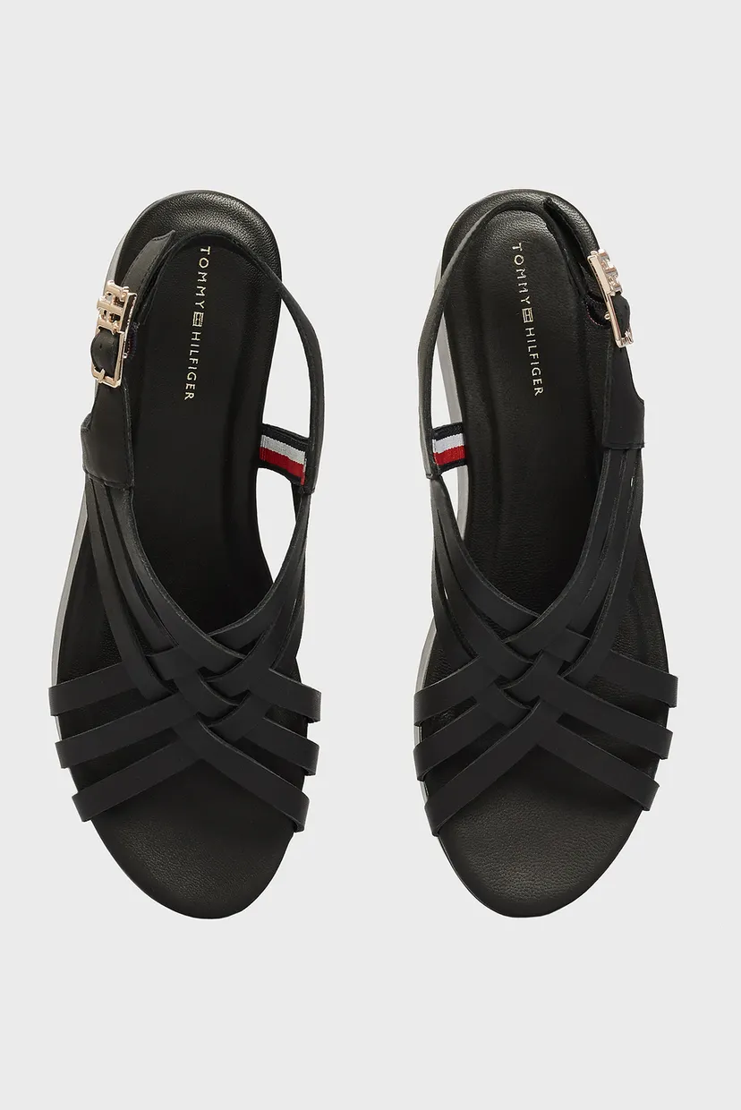 Женские черные кожаные босоножки FEMININE LEATHER FLATFORM 4