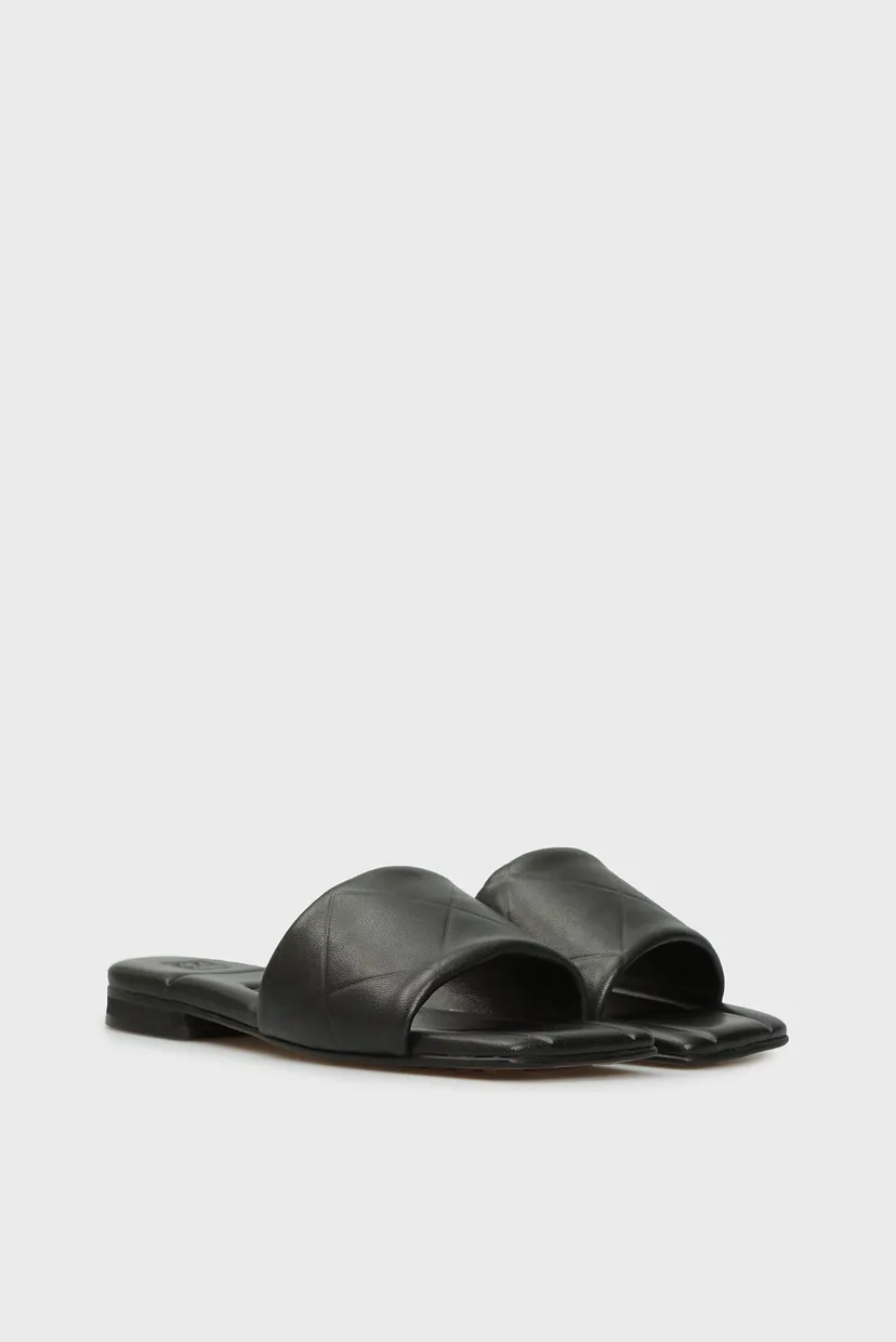 Женские черные кожаные слайдеры Umbria 3