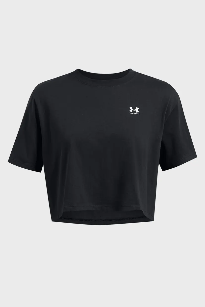 Женская черная футболка UA W BOXY CROP LOGO 3