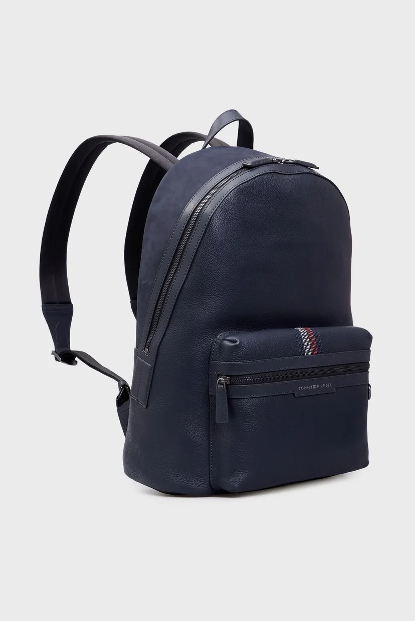 Мужской темно-синий кожаный рюкзак TH CASUAL LEATHER BACKPAC 3
