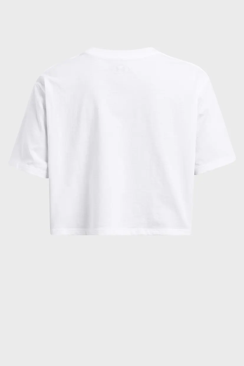 Женская белая футболка UA W BOXY CROP BRANDED SS 4
