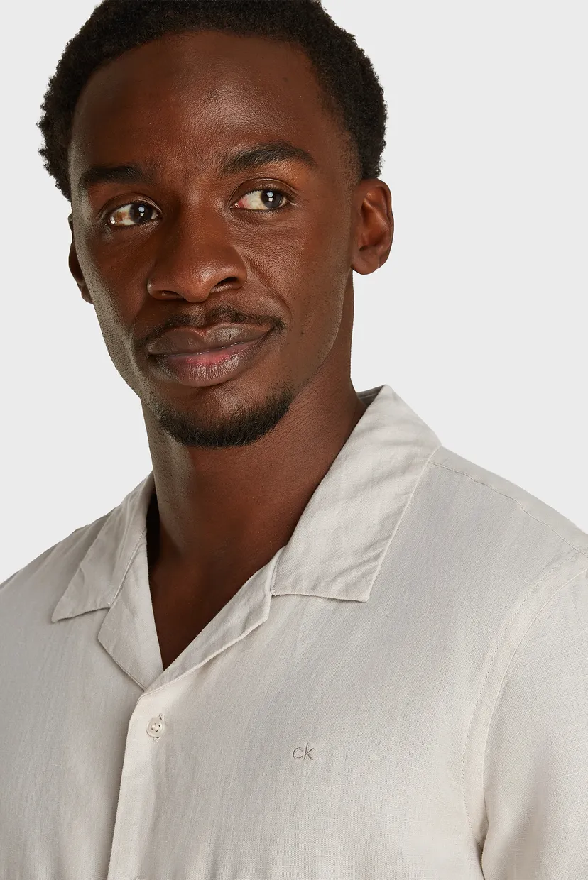 Мужская бежевая льняная рубашка LINEN COTTON CUBAN 4