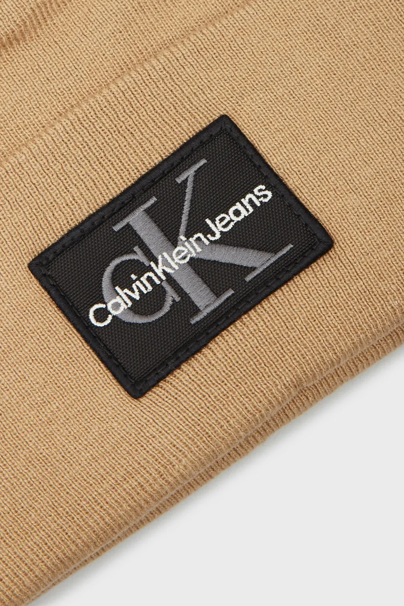 Мужская бежевая шапка MONO LOGO PATCH BEANIE WARM 4