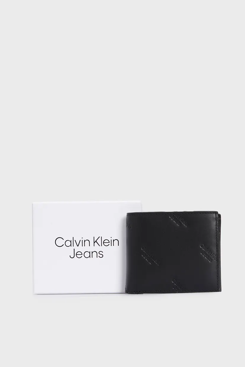 Мужской черный кожаный кошелек LOGO PRINT BIFOLD W  COIN 5