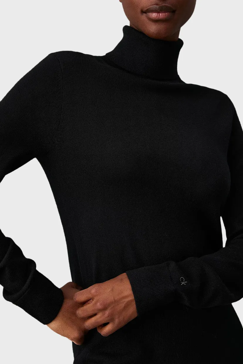 Женское черное шерстяное платье MERINO WOOL KNEE 4