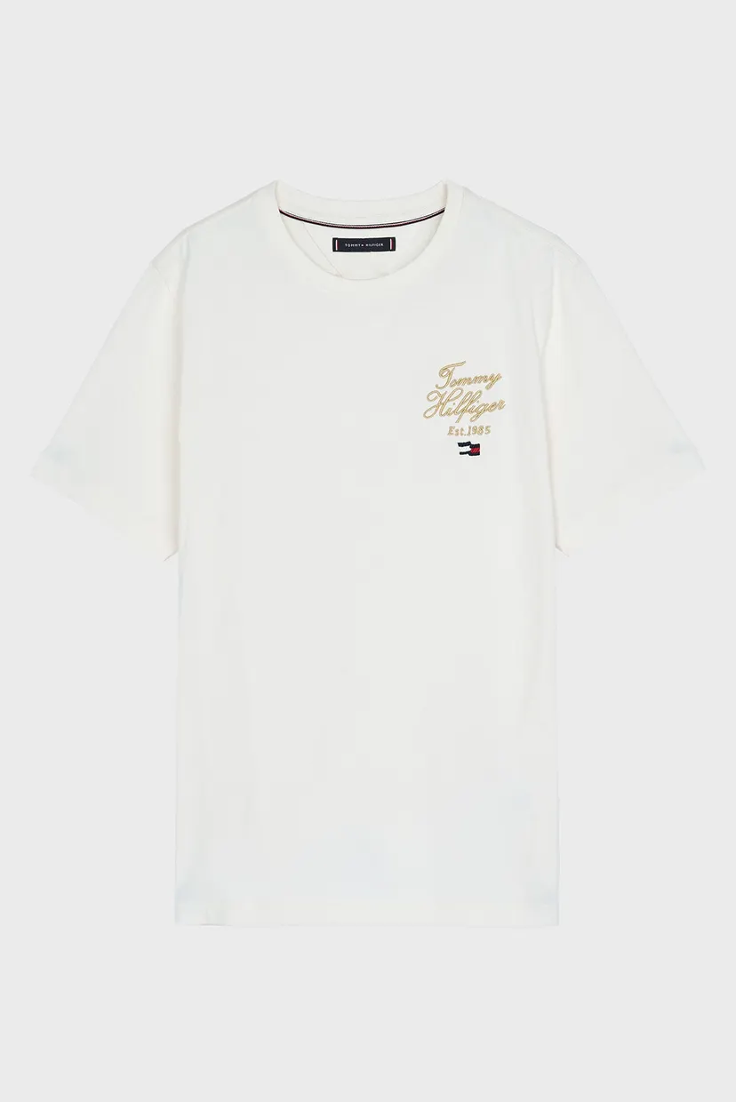 Мужская белая футболка SCRIPT HILFIGER 5
