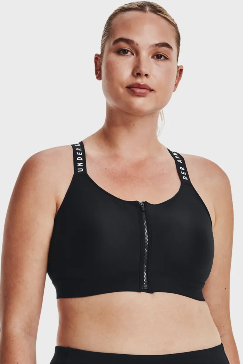Женский черный спортивный топ UA Infinity High Bra Zip 6