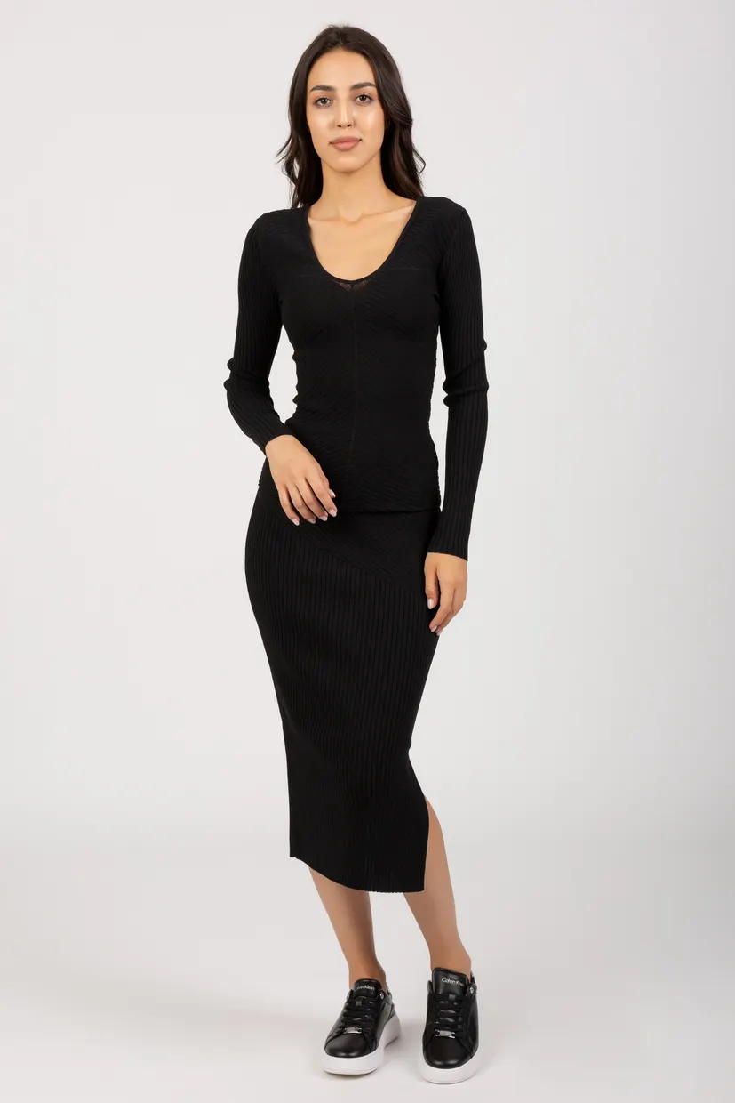 Свитер ICONIC RIB V NECK SWEATER 5