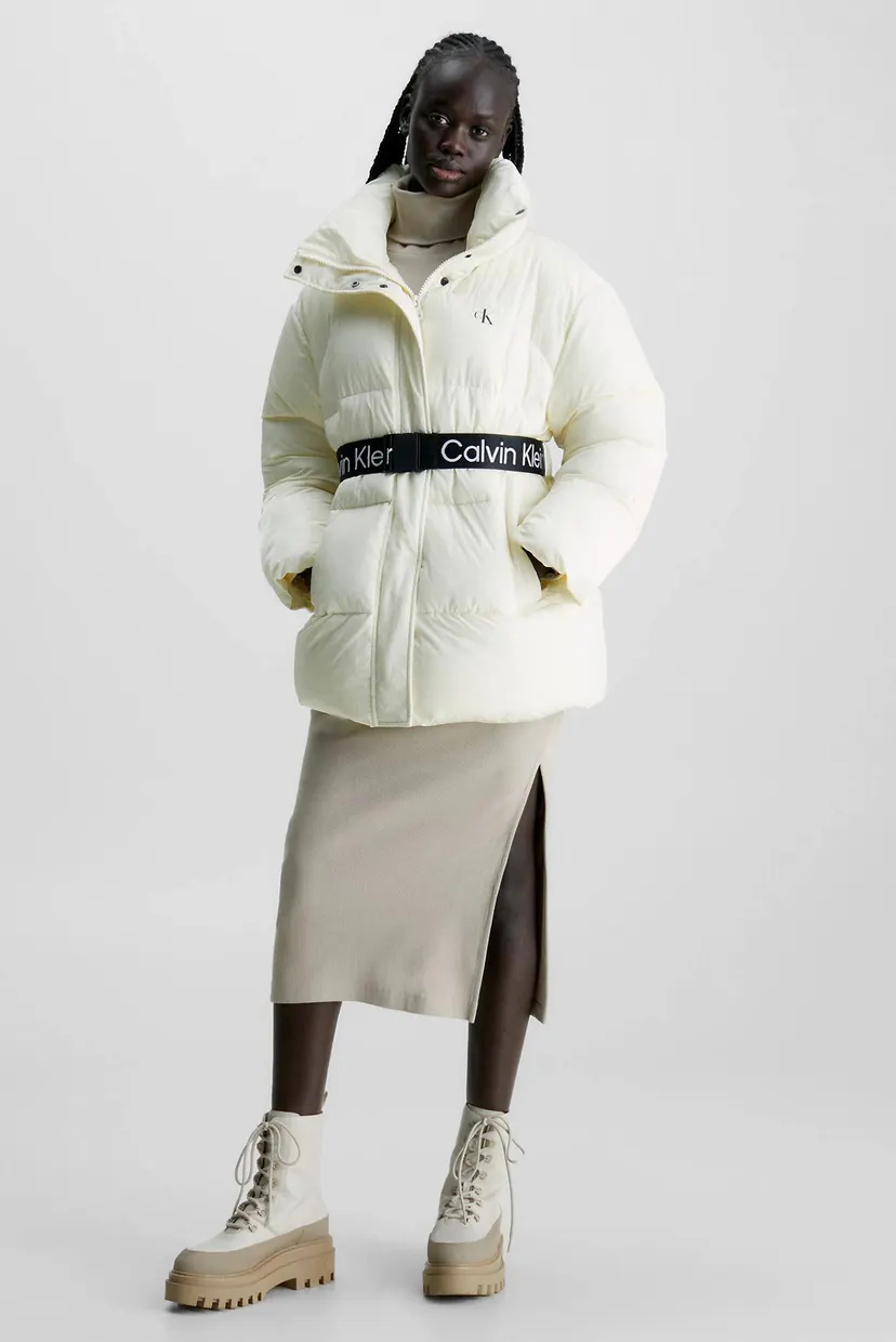 Женская белая куртка BELTED LONG PUFFER 3