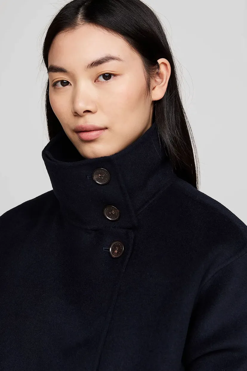 Женское черное шерстяное пальто DF WOOL BLEND FUNNEL JACKET 4