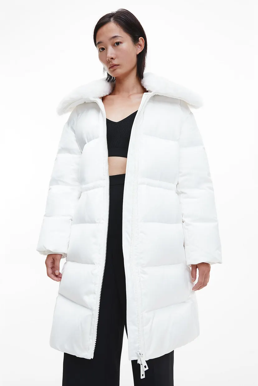 Женский белый пуховик LUX SATIN PUFFER COAT 8
