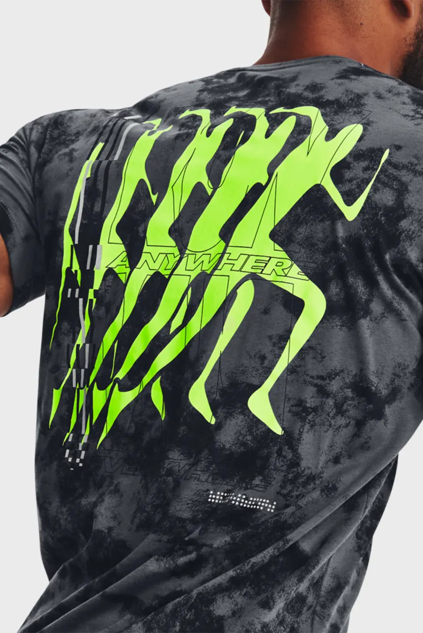 Мужская серая футболка с узором UA RUN ANYWHERE SS TEE 15