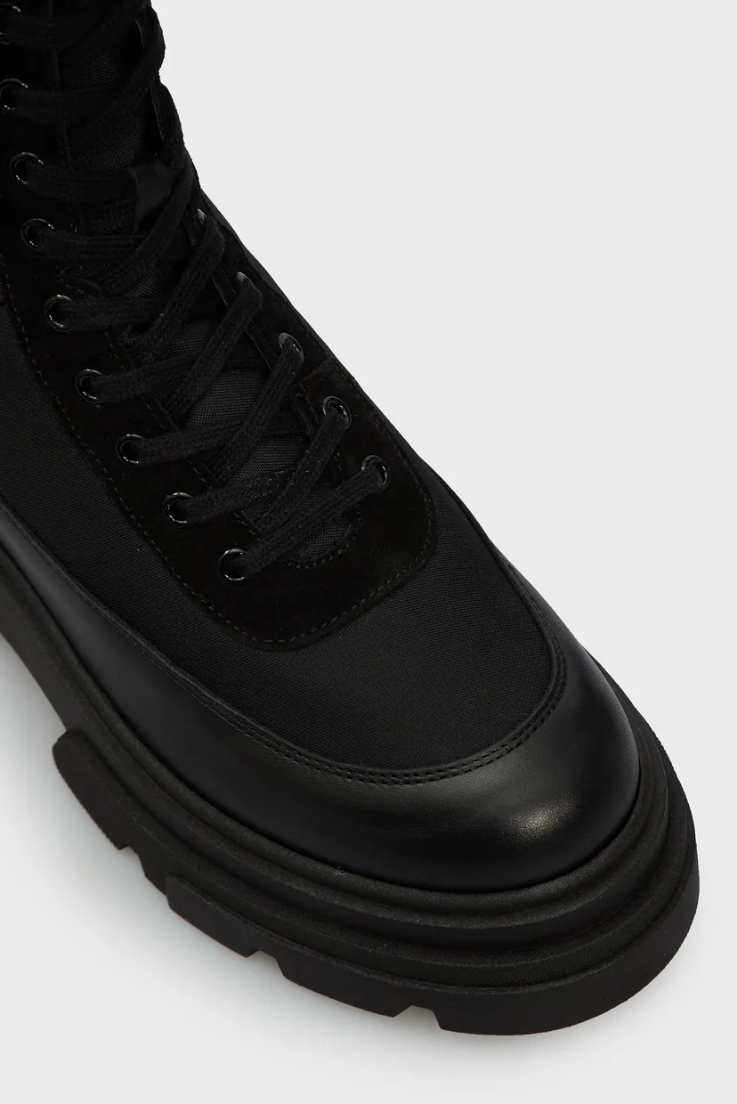 Женские черные ботинки BIKER LEATHER MIX LACE-UP 4