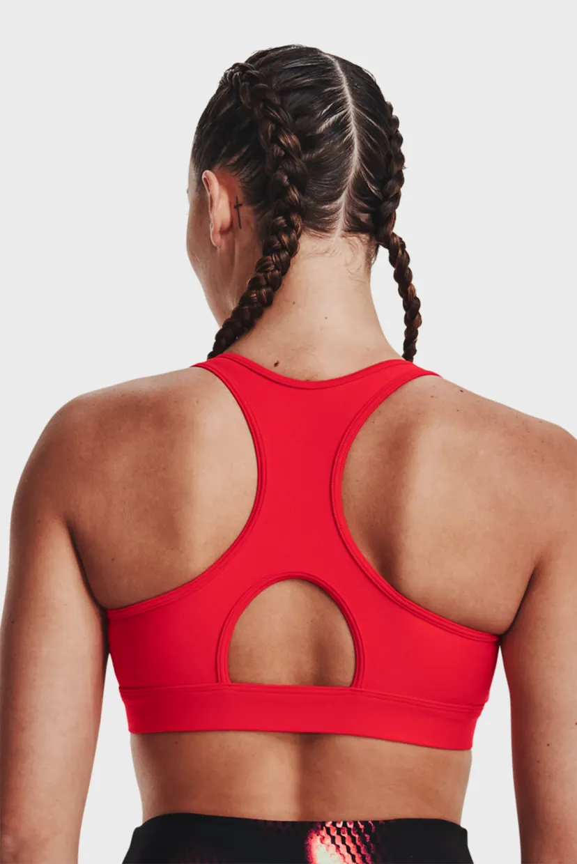 Женский спортивный топ с узором UA HG Armour Mid Padless-RED 10