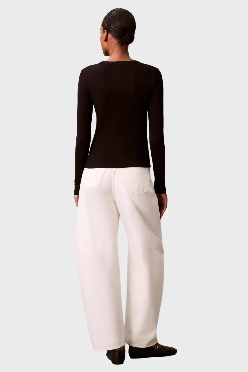 Лонгслив LS WOVEN LABEL 2X2 RIB CREW TOP 4