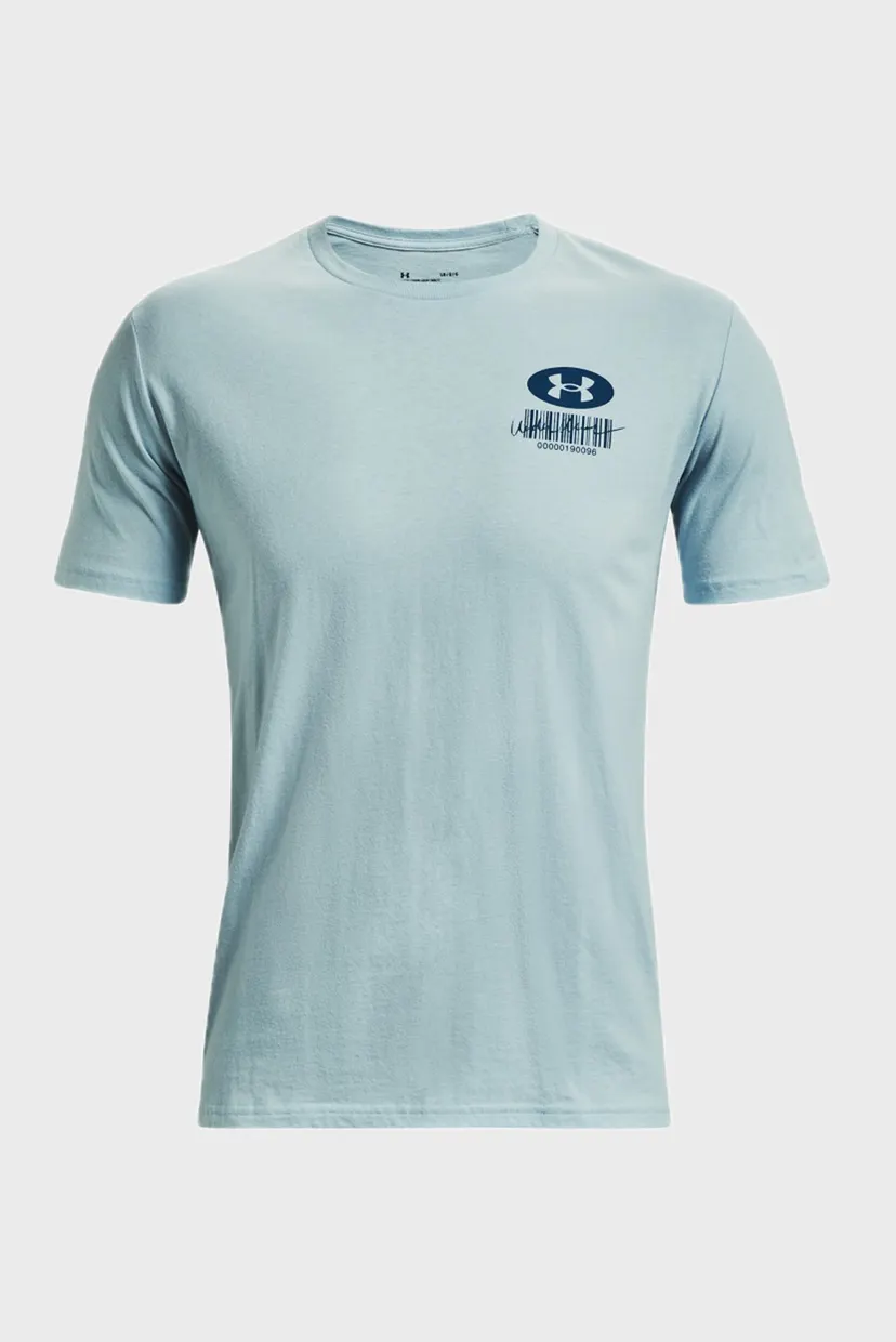 Мужская голубая футболка UA SYMBOL BARCODE SS 11