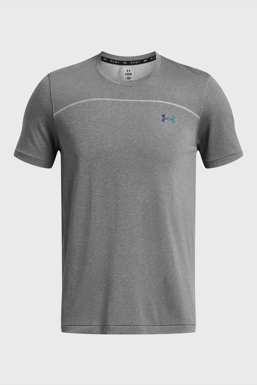 Мужская серая футболка UA Rush Seamless Wordmark SS 4