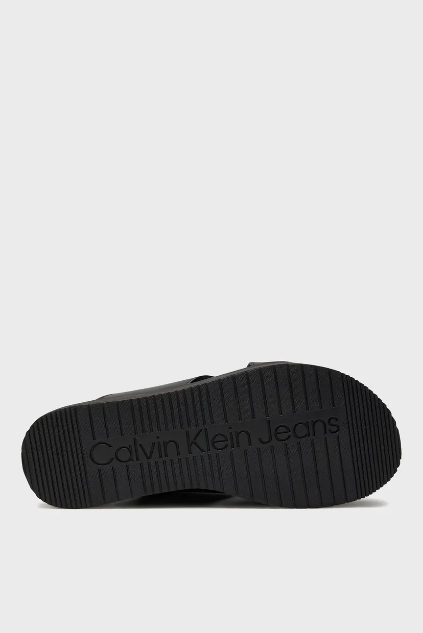 Женские черные кожаные мюли FLATFORM CROSS 6