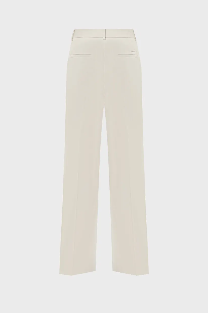 Женские бежевые брюки COTTON BLEND WIDE LEG 3