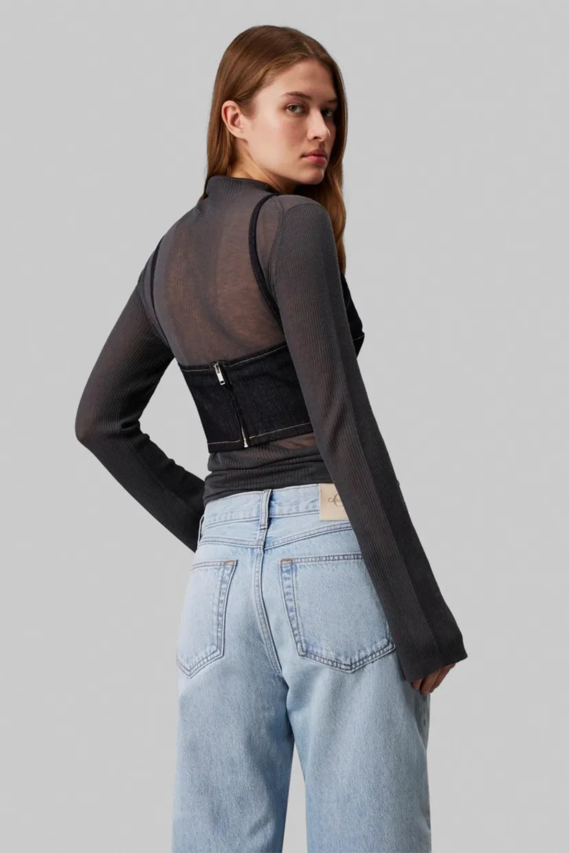 Свитер MIXED SHEER RIB LS SWEATER TOP 3