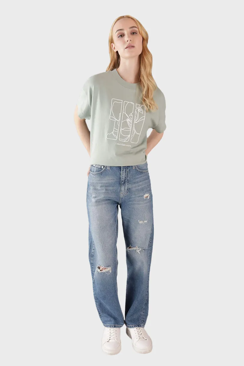 Женская мятная футболка EMBROIDERED AW RELAXED TEE 5