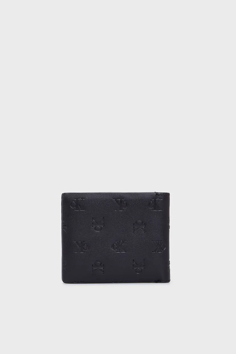 Мужской черный кожаный кошелек AOP EMBOSS BIFOLD 4